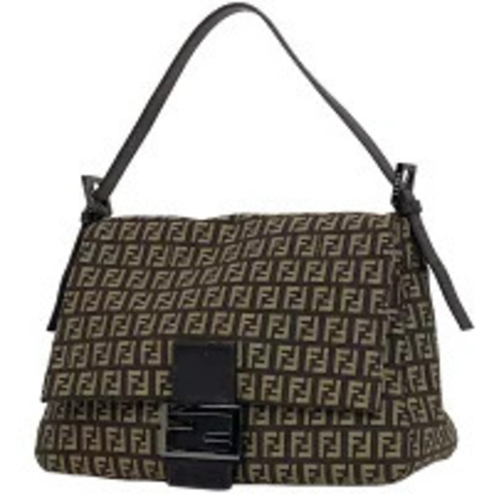 Fendi Zucchino Shoulder Bag Hobo Mamma Bucket Canvas Brown
